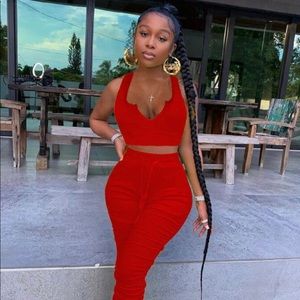 Pretty Gurl Set Red| crop top| leggings
